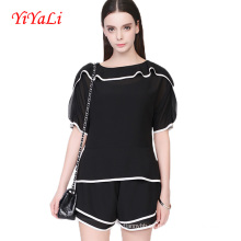 Suumer New Fashion Women Black Chiffon Trajes